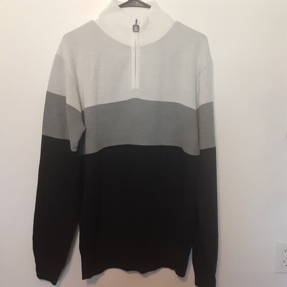 Red Ape 1/4 Zip Sweater Adult Mens L Mock Neck Gray Black - Picture 1 of 7